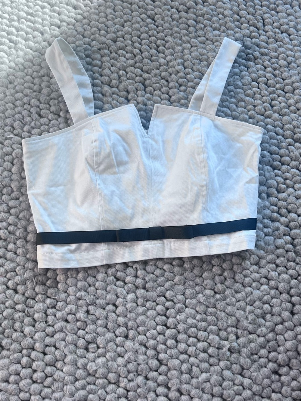 Maeve White Crop Bustier Top with Black Trim
